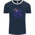 Torn New Zealand Flag Zealander Kiwi Day Mens Ringer T-Shirt FotL Navy Blue/White