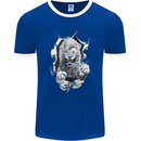 Lion Ripping Through the Fabric Mens Ringer T-Shirt FotL Royal Blue/White