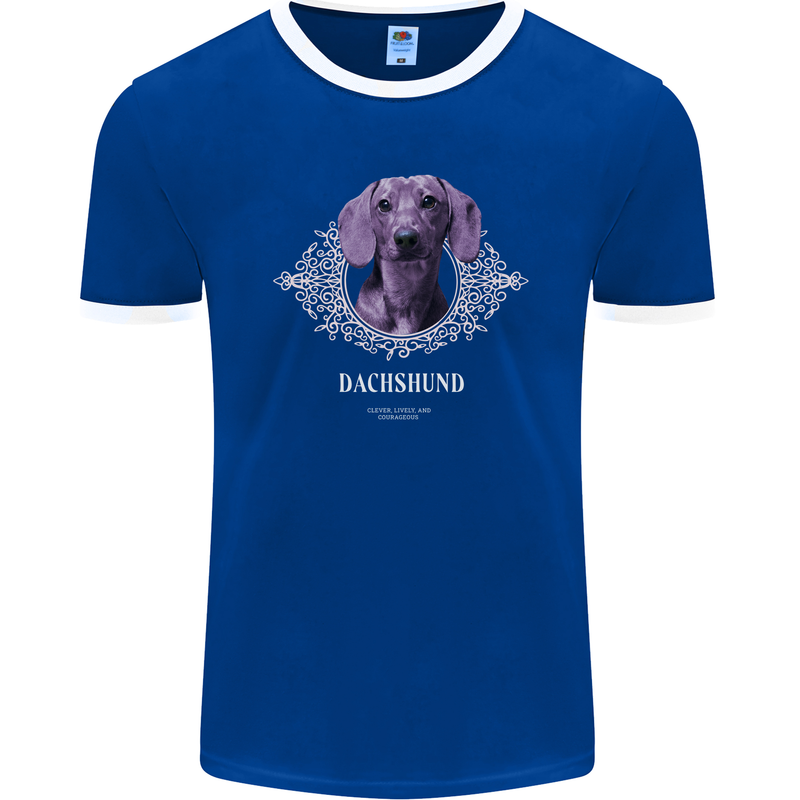 A Dachshund Dog With Decoration Mens Ringer T-Shirt FotL Royal Blue/White