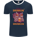 Early Drinkin' Quick Drunken Funny Beer Alcohol Mens Ringer T-Shirt FotL Navy Blue/White