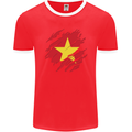 Torn Vietnam Flag Vietnamese Day Football Mens Ringer T-Shirt FotL Red/White