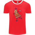 A Slice of Christmas Pizza Funny Xmas Mens Ringer T-Shirt FotL Red/White