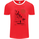 A Japanese Boat at Sunset Mens Ringer T-Shirt Red/White