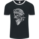 Biker Outlaw Skull Motorbike Motorcycle Mens Ringer T-Shirt FotL Black/White