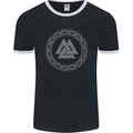 Viking Symbol Valknut Grey Gym Mens Ringer T-Shirt FotL Black/White