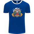 Santa Claus Chilling With Reindeers Christmas Xmas Mens Ringer T-Shirt FotL Royal Blue/White