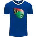 Curled Vanuatu Flag Day Football Mens Ringer T-Shirt FotL Royal Blue/White
