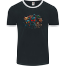 Evil Cat Gang Demonic Mens Ringer T-Shirt FotL Black/White