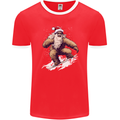 Snowboarding Yeti Christmas Bigfoot Xmas Funny Mens Ringer T-Shirt FotL Red/White