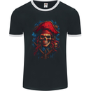 Swashbuckling Pirate Skull Mens Ringer T-Shirt FotL Black/White