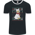 Xmas Llama Wearing a Christmas Scarf Mens Ringer T-Shirt FotL Black/White