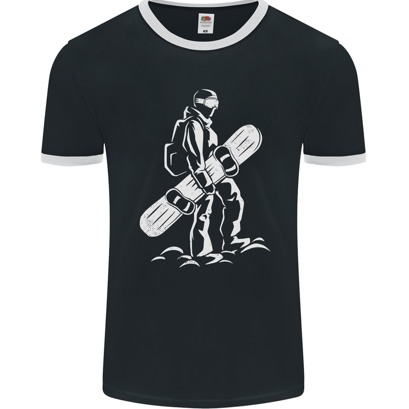 A Snowboarder Snowboarding Mens Ringer T-Shirt FotL Black/White