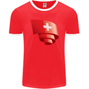 Curled Switzerland Flag Swiss Day Football Mens Ringer T-Shirt FotL Red/White