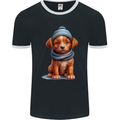 Winter Puppy With Hat and Scarf Dog Mens Ringer T-Shirt FotL Black/White