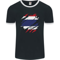 Torn Thailand Flag Thai Day Football Mens Ringer T-Shirt FotL Black/White