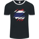 Torn Thailand Flag Thai Day Football Mens Ringer T-Shirt FotL Black/White