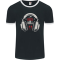 Rock n Roll Headphones Music Mens Ringer T-Shirt FotL Black/White