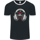 Rock n Roll Headphones Music Mens Ringer T-Shirt FotL Black/White