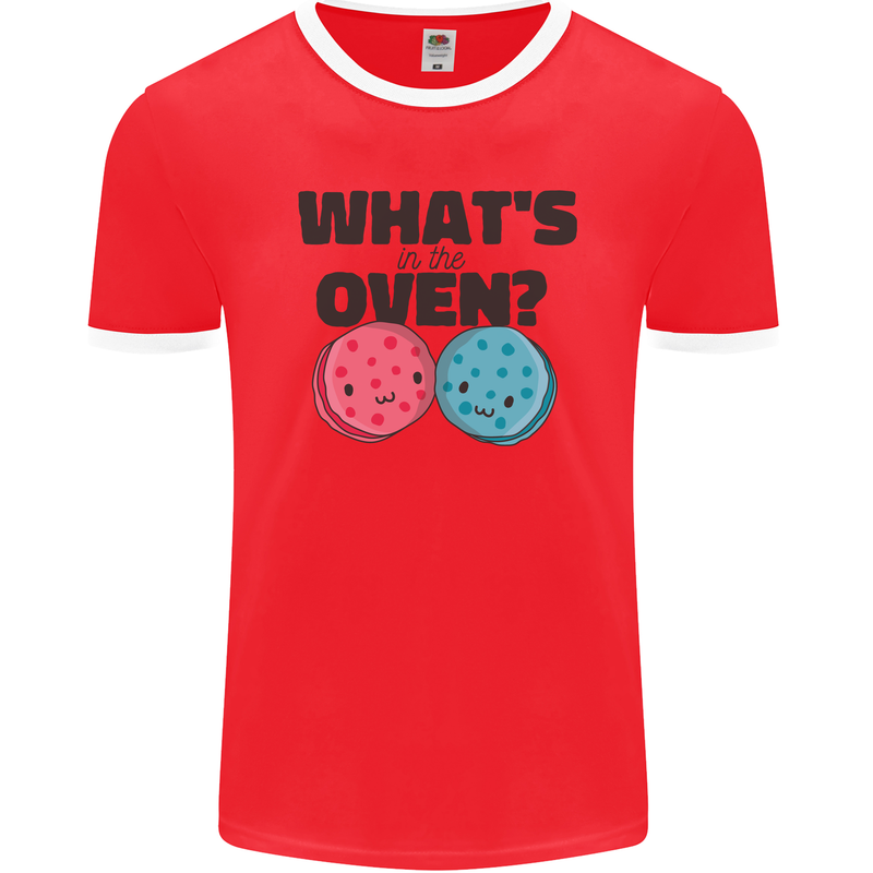 What's in the Oven Gender Reveal New Baby Pregnancy Mens Ringer T-Shirt FotL Red/White