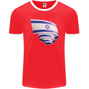 Curled Israel Flag Israeli Day Football Mens Ringer T-Shirt FotL Red/White