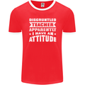 Teacher Attitude Funny Teaching Maths English Mens Ringer T-Shirt FotL Red/White