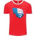 Curled Guatemala Flag Guatemalan Day Football Mens Ringer T-Shirt FotL Red/White