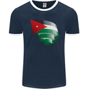 Curled Jordan Flag Jordanian Day Football Mens Ringer T-Shirt FotL Navy Blue/White