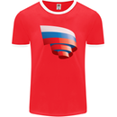 Curled Russia Flag Russian Day Football Mens Ringer T-Shirt FotL Red/White