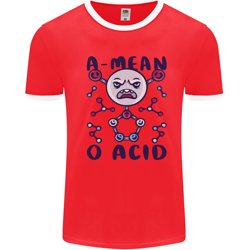 A Mean O Acid Funny Angry Biology Mens Ringer T-Shirt Red/White