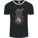 A Dragon and Guitar Rock Music Fantasy Mens Ringer T-Shirt FotL Black/White