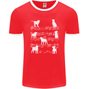 Dog Music Musical Notes Piano Guitar Mens Ringer T-Shirt FotL Red/White