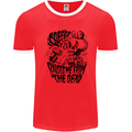 Coffee Raises Me from the Dead Skull Mens Ringer T-Shirt Red/White