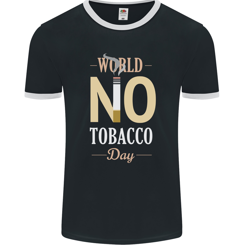 World No Tobacco Day Anti Smoking Fags Mens Ringer T-Shirt FotL Black/White