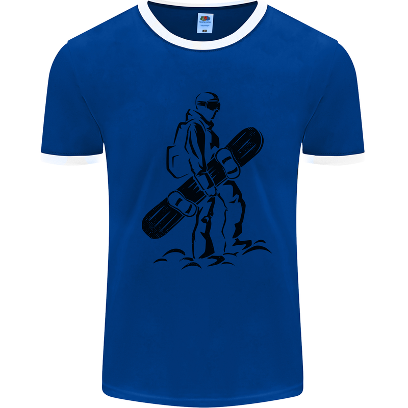 A Snowboarder Snowboarding Winter Sports Mens Ringer T-Shirt Royal Blue/White