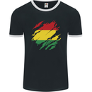Torn Bolivia Flag Bolivian Day Football Mens Ringer T-Shirt FotL Black/White