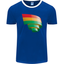 Curled Bolivia Flag Bolivian Day Football Mens Ringer T-Shirt FotL Royal Blue/White