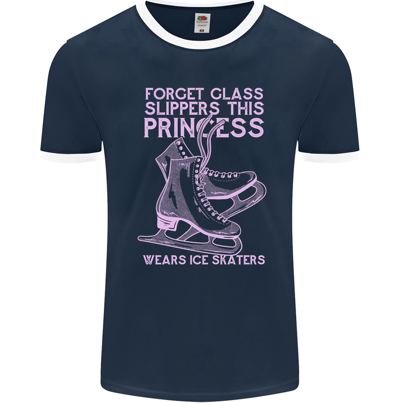 Funny Skater This Princess Wears Ice Skates Mens Ringer T-Shirt FotL Navy Blue/White