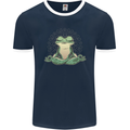 Yoga Frog Meditation Mens Ringer T-Shirt FotL Navy Blue/White