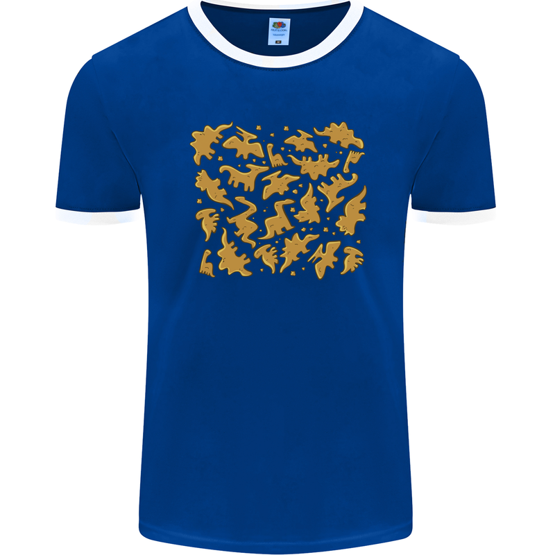 Chicken Nugget Dinosaurs Mens Ringer T-Shirt FotL Royal Blue/White