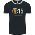 Beer O'Clock Funny Alcohol Mens Ringer T-Shirt FotL Black/White