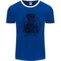 Rock is Dead Drum Kit Drummer Drumming Mens Ringer T-Shirt Royal Blue/White