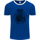 Rock is Dead Drum Kit Drummer Drumming Mens Ringer T-Shirt Royal Blue/White