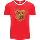 An Airedale Terrier Bingley Waterside Dog Mens Ringer T-Shirt Red/White