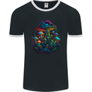 Psychedelic Magic Mushrooms Trippy LSD Mens Ringer T-Shirt FotL Black/White