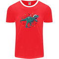 Angry Christmas T-Rex Xmas Dinosaur Mens Ringer T-Shirt FotL Red/White