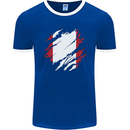 Torn Peru Flag Peruvian Day Football Mens Ringer T-Shirt FotL Royal Blue/White