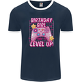 Birthday Girl Level Up Gaming Gamer 6th 7th 8th Mens Ringer T-Shirt FotL Navy Blue/White