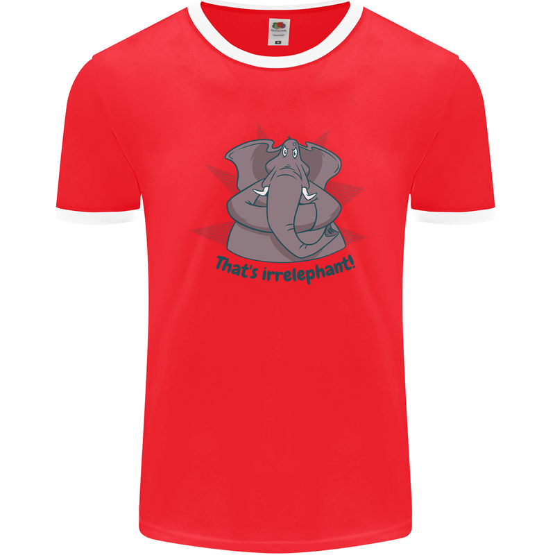 Irrelephant Funny Elephant Mens Ringer T-Shirt FotL Red/White