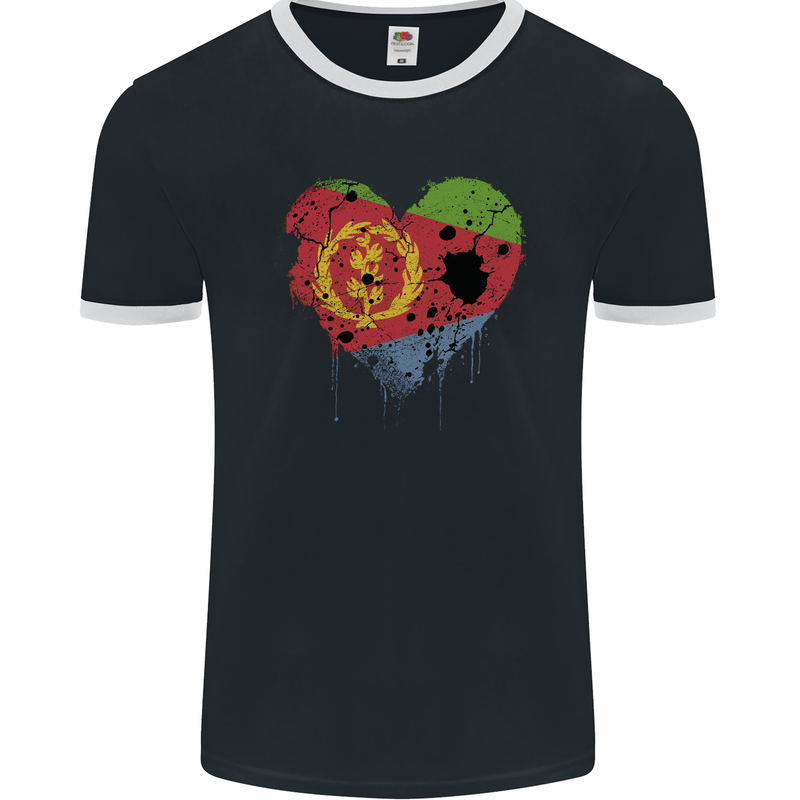 Love Eritrean Flag Eritrea Flag Day Football Mens Ringer T-Shirt FotL Black/White