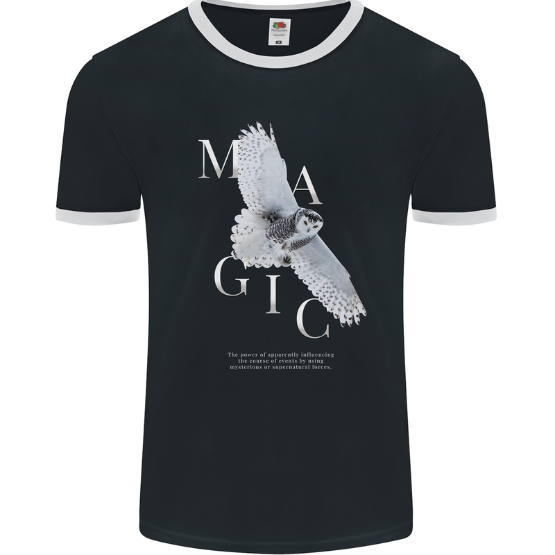 Owl Magic Mens Ringer T-Shirt FotL Black/White